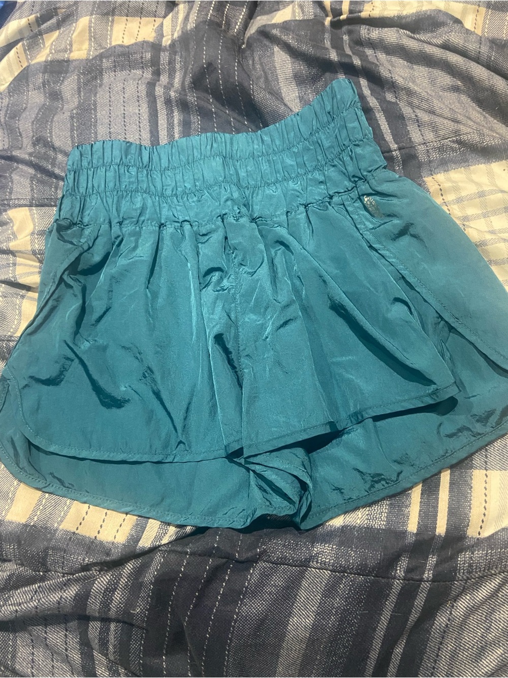 We The Free Teal Layered Elastic Waist Shorts